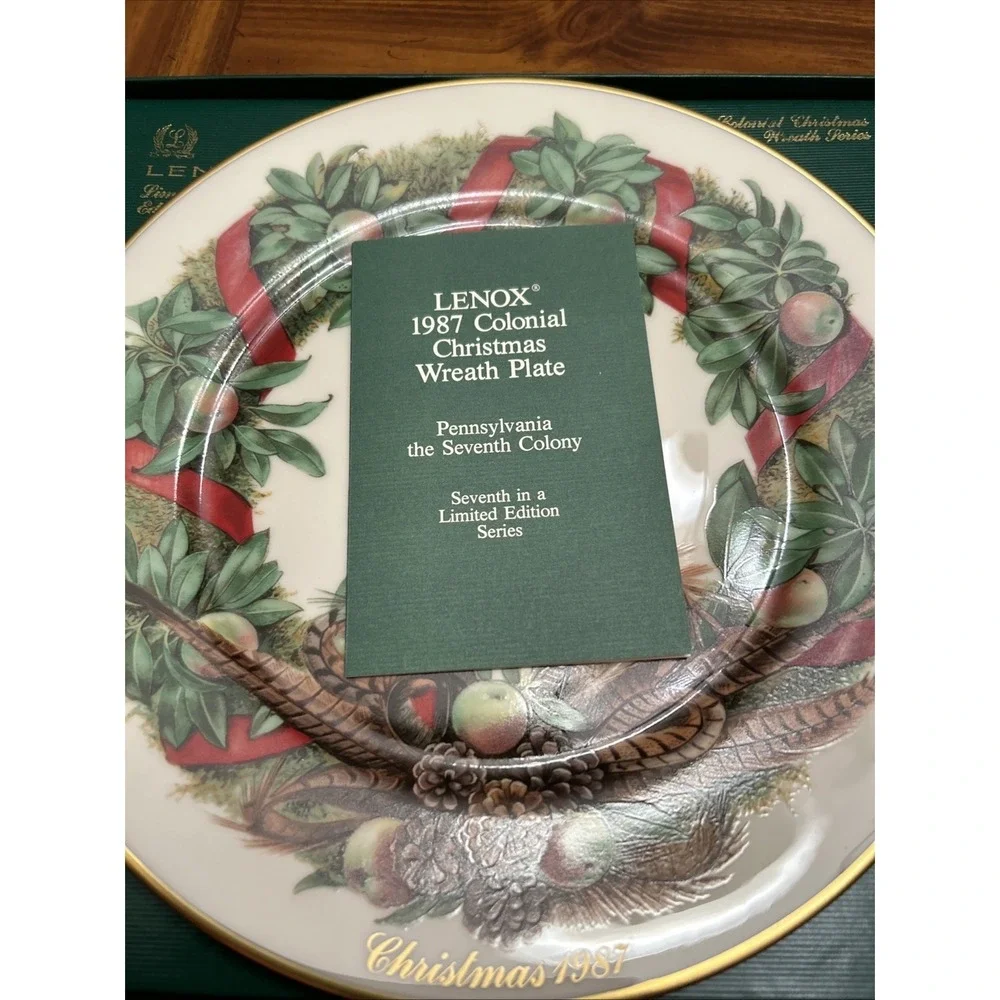 Lenox colonial christmas wreath plate‎ Pennsylvania Seventh Colony 1987